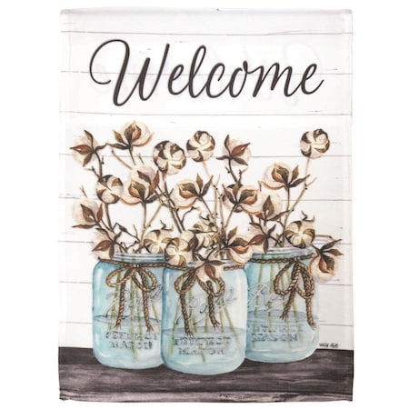 13 X 18 In Flag Print Welcome Cotton Jars Polyester Garden